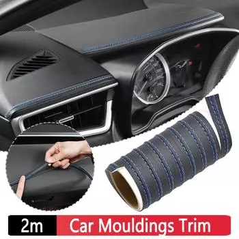 Автомобильные молдинги, отделка 2 м, искусственная кожа, самоклеящаяся молдинговая отделка для двери, приборной панели, декоративная линия, стиль интерьера автомобиля