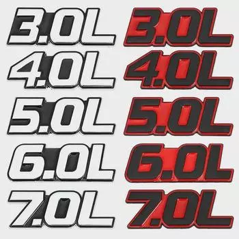 Автомобильные наклейки 3.0L 3.5L 4.0L 4.6L 4.7L 5.0L 6.0L 6.4L 7.0L эмблема, наклейка, 3D металлические аксессуары для автомобильного стайлинга 3.0L серебряный