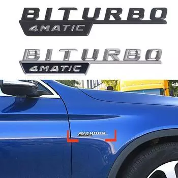 BITURBO 4Matic Автомобильная наклейка на бампер 2 шт. для cla, clk, gla glc gle gt, gls, gl, cls, slc, slk, sls, w204, car style серебряный