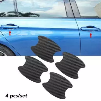 Автомобильные наклейки на дверную ручку, устойчивое к царапинам покрытие из углеродного волокна, наружные аксессуары, автомобильные аксессуары, отделка, комплект из 4 предметов 4PCS синий