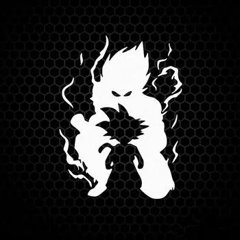 Автомобильные наклейки Son Goku Saiyan DBZ аниме светоотражающие украшения для лобового стекла, бампера, багажника мотоцикла, ноутбука 14x10.8cm