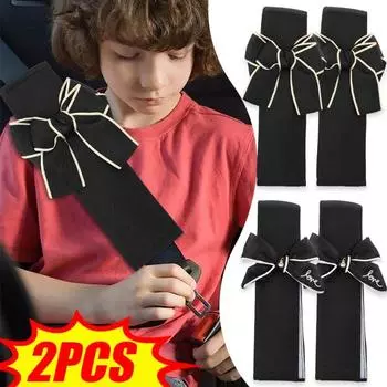 Автомобильные наплечники из ледяного шелка, наплечники с ремнем безопасности и бантом, летние наплечники, аксессуары для салона автомобиля