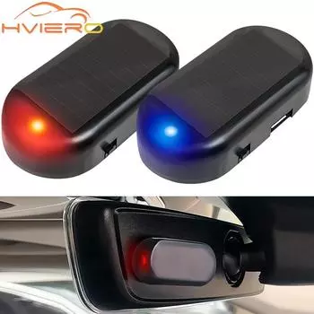 Автомобильные охранные огни на солнечных батареях, имитация сигнализации, беспроводное предупреждение, противоугонные лампы, мигающие светодиодные имитации, декоративные огни 1PCS синий