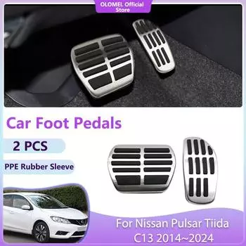 Автомобильные педали для Nissan Pulsar Tiida C13 2014~2024 2015 Высококачественные нескользящие акселераторные тормоза без сверления из сплава