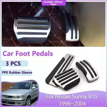 Автомобильные педали для Nissan Sunny B15 1998~2004 2003 2002 Высококачественные нескользящие накладки на педаль газа и тормоза без сверления из сплава