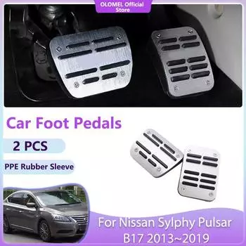 Автомобильные педали для Nissan Sylphy Pulsar B17 2013~2019 Высококачественные нескользящие акселераторные тормоза без сверления из сплава