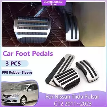 Автомобильные педали для Nissan Tiida Pulsar C12 2011~2024 2024 Высококачественные нескользящие акселераторные тормоза без сверления из сплава