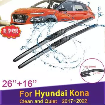 Автомобильные передние щетки стеклоочистителя для Hyundai Kona 2017 2018 2022, два безрамных резиновых лобовых стекла для очистки снега