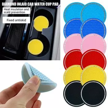 Автомобильные подставки для подстаканников, универсальные блестящие подставки для воды и держатели для чашек с хрустальными стразами, милые аксессуары для интерьера автомобиля One Size чёрный