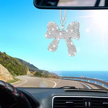 Автомобильные подвески, украшения, банты, автомобильный декор, подвеска на зеркало заднего вида со стразами, универсальные автомобильные украшения, украшения для автомобиля жёлтый