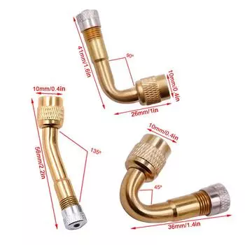 Автомобильные шины клапаны удлинитель адаптер 45/90/135 многоградусный латунный клапаны для шин угол наклона штока клапан адаптер для балансировочных велосипедов автомобиля