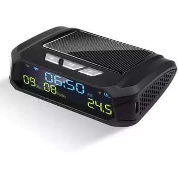 Автомобильные солнечные цифровые часы с ЖК-дисплеем, отображение времени, даты и температуры в автомобиле для украшения личных автомобильных деталей на открытом воздухе 9*6.5*3cm чёрный