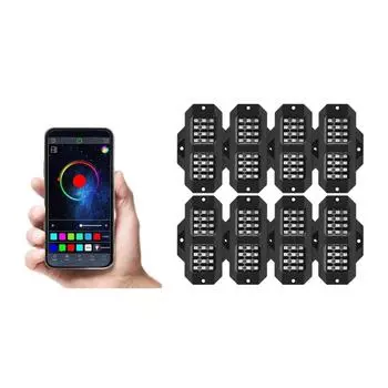 Автомобильные светильники RGB LED Rock Light Kits Подсветка снизу Автомобильные светильники Управление через приложение