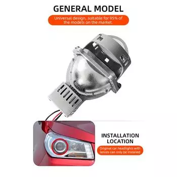 Автомобильные светодиодные фары, 3-дюймовые бифокальные линзы, двойной светильник, чашка, 60 Вт, ультра-яркий маленький солнечный лазерный светильник «рыбий глаз», универсальная модель 1 pair