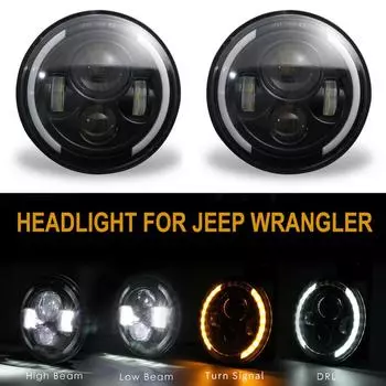 Автомобильные светодиодные фары Halo Angel Eye Wrangler Light H4/H13 7 дюймов 150 Вт для Jeep Wrangler JK TJ CJ 40000LM 6000K+3000K 4 режима CHINA