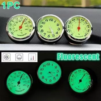 Автомобильные светящиеся часы, термометр, гигрометр, украшение автомобиля, светящиеся часы, автомобильные кварцевые часы, многофункциональное украшение интерьера автомобиля Clock