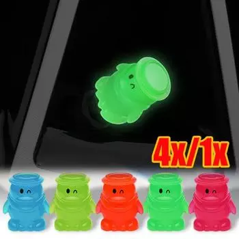 Автомобильные светящиеся колпачки клапанов, мультяшная круглая шляпа, колпачок клапана пингвина, автоматическая шина мотоцикла, фосфоресцирующее украшение, ночное безопасное вождение