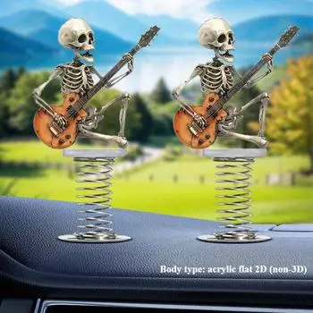 Автомобильные украшения акриловые плоские 2D подвески акриловые черепа гитара люлька автомобильные аксессуары, Хэллоуин 2D качели настольное украшение, креативный интерьер автомобиля 1 piece
