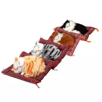 Автомобильные украшения, милые плюшевые котята, кукла, игрушка, милая имитация спящих кошек, украшение для приборной панели, украшение для дома, автомобильный Стайлинг, подарок для детей чёрный