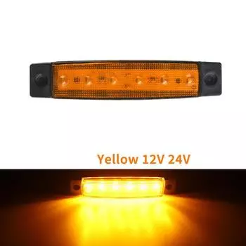 Автомобильные внешние светодиодные фонари 24 В/12 В 6 светодиодов для автобусов, грузовиков, боковых габаритных огней, светодиодные предупреждающие огни для прицепов, задние боковые стоп-сигналы жёлтый