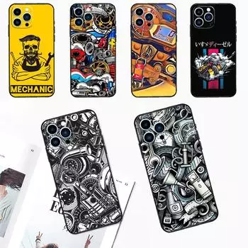 Автомобильные запасные части, чехол для двигателя автомобиля для iPhone 15 14 Plus 11 12 13 Pro Max Mini X XR XS Max 7 8 Plus SE 2020, задняя крышка iPhone 15Pro MAX