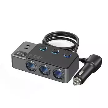 Автомобильные зарядные устройства 120 Вт USB PD Быстрая зарядка Адаптер Гнездо 3 в 1 Прикуриватель Разветвитель Зарядка с независимыми переключателями
