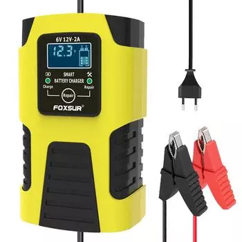 Автомобильные зарядные устройства 6 В/2 А 12 В/2 А полностью автоматические умные зарядные устройства для аккумуляторов, портативные зарядные устройства для аккумуляторов Desulfator US Plug жёлтый