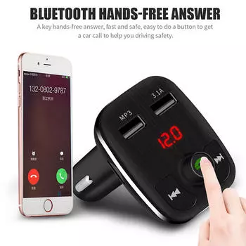 Автомобильные зарядные устройства с двумя портами USB Bluetooth FM-передатчик Громкая связь Автомобильный комплект для телефонных звонков