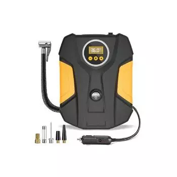 Автомобильный 12-вольтовый насос для шин, портативный воздушный компрессор с автоматическим отключением, точный ЖК-дисплей давления, для автомобиля, мотоцикла, велосипеда, мяча - компактный, чёрный