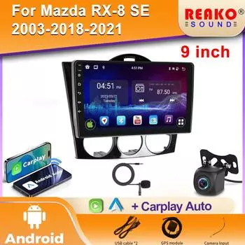 Автомобильный 2din DVD Auto Raido для Mazda RX-8 RX 8 RX8 SE 2003-2018 2019 2020 2021 AHD Carplay Android GPS головное устройство мультимедийный экран 4 core 1GB+32GB carplay