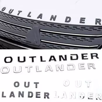 Автомобильный 3D логотип с буквами на передней части капота, эмблема с алфавитом, значок, наклейки, Стайлинг для Outlander, аксессуары New чёрный