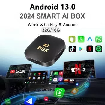 Автомобильный 4G Smart AI Box для автомобильного радио с проводным CarPlay Plug and Play Ai Box 2+16G/2+32G Play Ai Box для Android 13 для YouTube