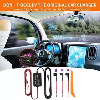 Автомобильный ACC Power Take-off Voltage Drop Line Adapter 12V24V To 5V Recorder Voltage Drop Line Защита от низкого напряжения Power Line чёрный