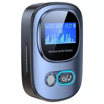 Автомобильный адаптер AUX Bluetooth 5.3, беспроводной аудиопередатчик-приемник со светодиодным дисплеем, разъем Aux с низкой задержкой для домашней стереосистемы/наушников/ПК/спортзала/игр