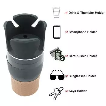 Автомобильный адаптер для подстаканника 5 в 1, многофункциональный автомобильный напиток с вращением на 360 градусов