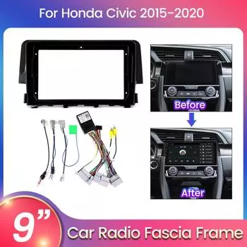 Автомобильный адаптер для рамки фасции Android большой экран радио монтажная панель комплект для Honda Civic 2016 2017 2018 2019 2020 9 дюймов Canbus Box