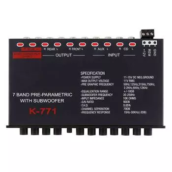 Автомобильный эквалайзер 7 Эквалайзер для автомобильной аудиосистемы Настройка усилителя с разделением частот Усилитель мощности 100W