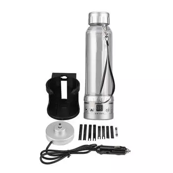 Автомобильный электрический чайник 12 В 24 В прозрачный автомобильный чайник для воды 280 мл большой емкости портативный L серебряный