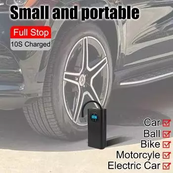 Автомобильный электрический воздушный насос для автомобиля, мотоцикла, велосипеда, мяча, автоматический надувной воздушный компрессор, портативный беспроводной насос для накачивания шин, аксессуары для шин чёрный