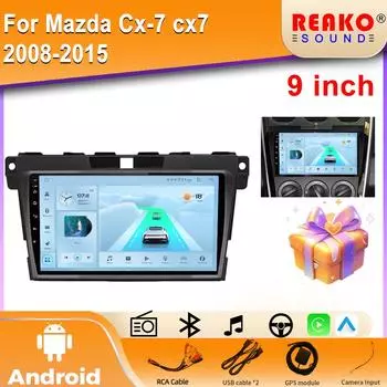 Автомобильный Android 14 2 DIN Радио Мультимедийный Плеер Авторадио Для Mazda Cx-7 cx7 2008-2015 Carplay GPS Стерео Головное Устройство DVD 4 core 2GB+32GB carplay