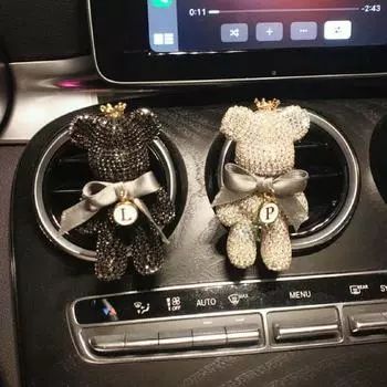Автомобильный ароматизатор, стильный свежий аромат, в форме медведя, со стразами, автомобильная ароматерапия для квадроцикла чёрный