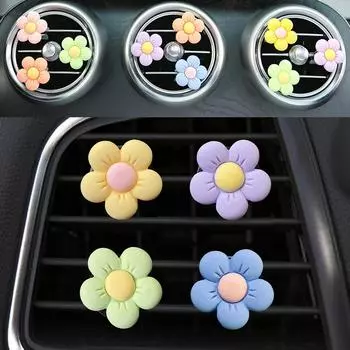 Автомобильный ароматизатор воздуха с зажимом для розетки, украшение, милый цветок, ароматерапия, освежитель воздуха, красочный цветочный орнамент, аксессуары для салона автомобиля розовый