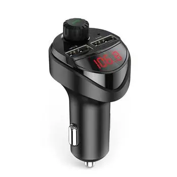 Автомобильный аудио MP3-плеер Bluetooth-совместимый 4.2 3.4A Автомобильный беспроводной FM-передатчик Аудио MP3-плеер ЖК-цифровой дисплей Быстрая зарядка чёрный
