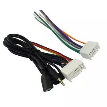 Автомобильный аудио жгут проводов CD стерео кабель жгут разъем с USB AUX линия для KIA K2 K5 Sportage совместим с Hyundai Sonata CHINA