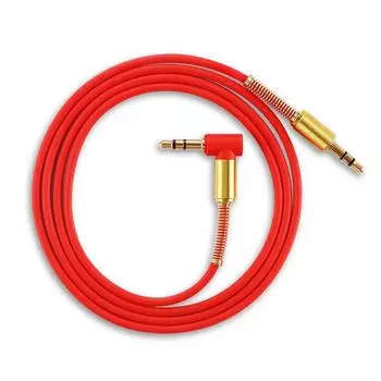 Автомобильный аудиокабель Aux с разъемом 3,5 мм «папа-папа» HIFI Универсальный стереоаудиокабель с углом 90 градусов красный
