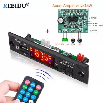 Автомобильный аудиомодуль Kebidu Bluetooth MP3-декодер Плата Авто Высококачественный музыкальный плеер FM-радио WMA с усилителем дистанционного управления Поддержка USB TF AUX MP3 Decoder Board