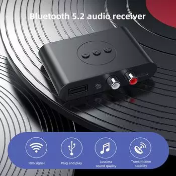 Автомобильный аудиоприемник 3,5 мм AUX Jack U Disk NFC RCA стерео музыкальный беспроводной адаптер Bluetooth 5.2 с микрофоном для динамика #470737 No RCA Cable