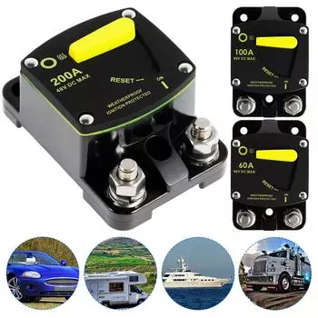Автомобильный аудиовыключатель с ручным сбросом DC 12-48V 60/100/200A морской автоматический выключатель автоматический выключатель для лодки с кнопкой