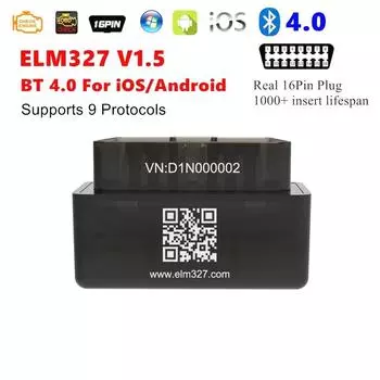 Автомобильный авто ридер ELM327 V01H4 OBD2 Bluetooth сканер OBDII автомобильный диагностический сканирующий инструмент для IOS Android Windows 1pc чёрный