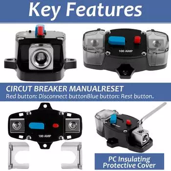 Автомобильный автоматический выключатель 100A 12V до 48V водонепроницаемый держатель предохранителя с кнопкой ручного сброса предохранительные аксессуары